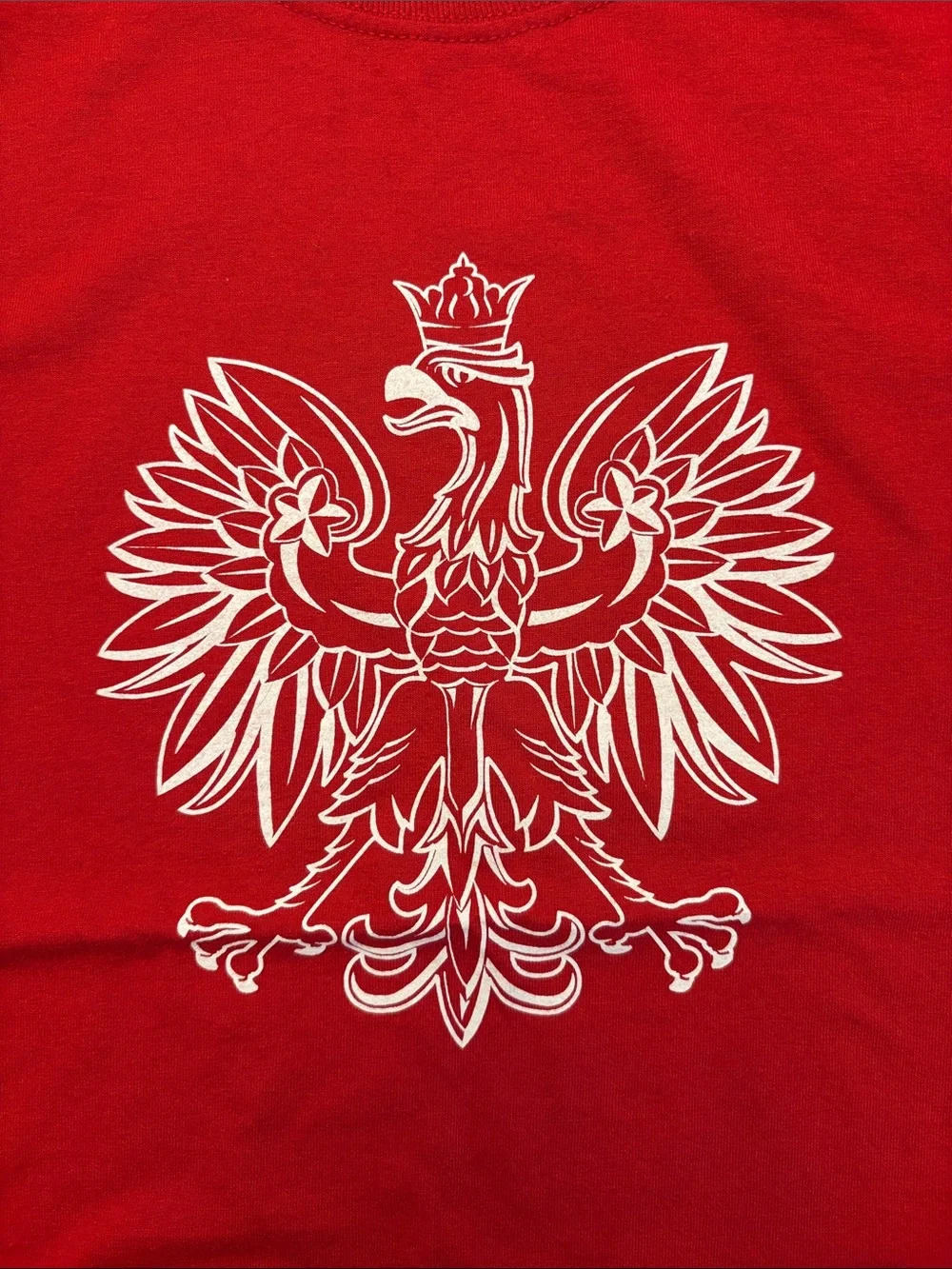 Red Graphic T-Shirt with White Polish Eagle (the coat of arms of Poland)🇵🇱